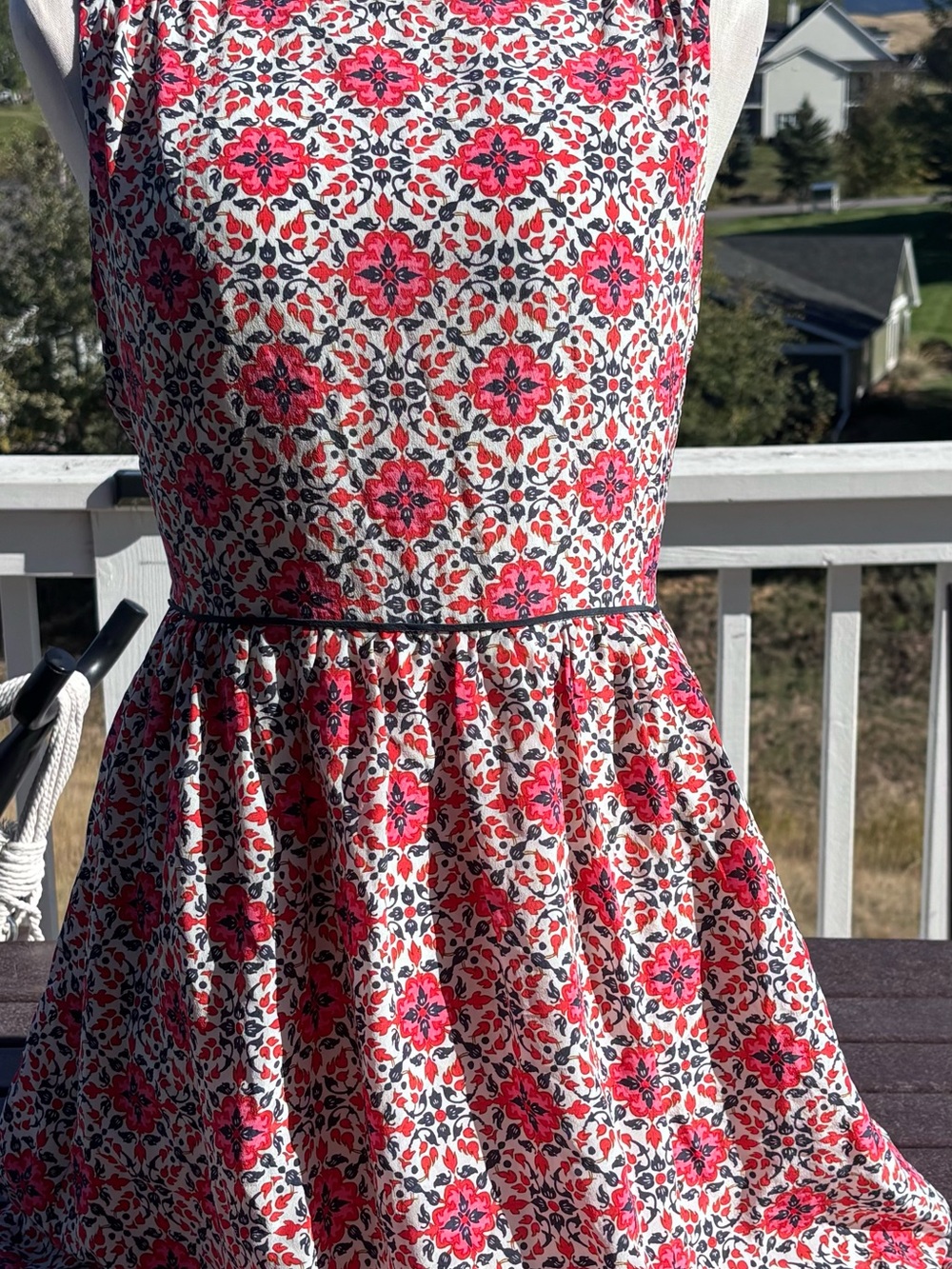 J. Crew Red and White Floral Midi Dress